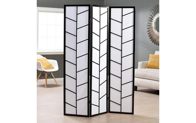 Roundhill Furniture 3-Panel Climbing Screen Room Divider, Black