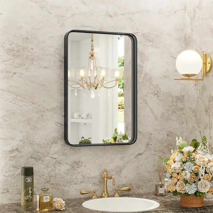 Bestier - 36 x 24 Inches Bathroom Mirror Tempered Glass LED Vanity Mirror for Wall,Aluminum Alloy Fr
