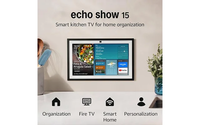 Amazon Echo Show 15 (newest model), Full HD 15.6" kitchen hub for home organization, with built-in F