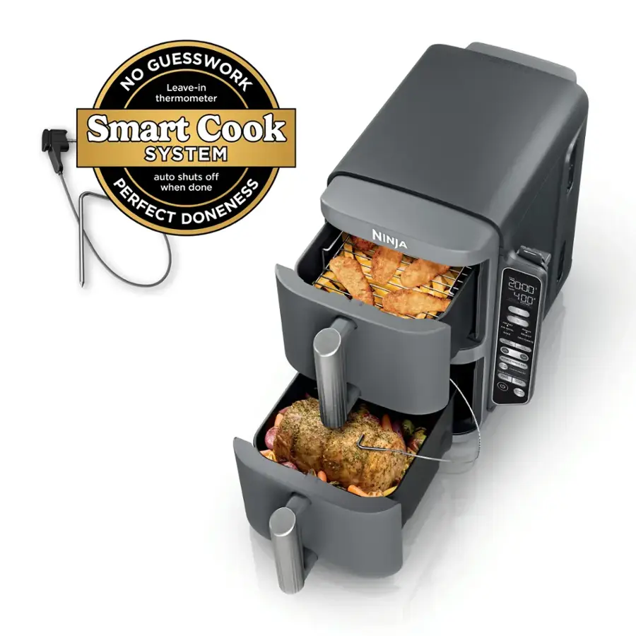 Ninja - Smart DoubleStack XL 2-Basket Air Fryer with Leave-in Thermometer, 10 QT, 6-in-1 Smart Cook