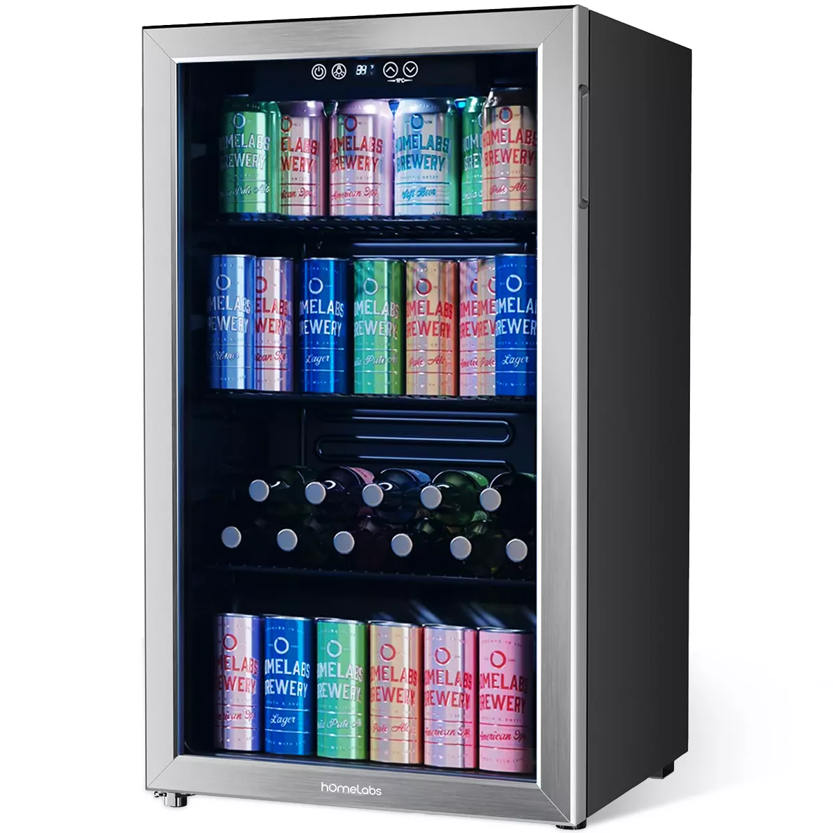 hOmelabs Beverage Refrigerator with Glass Door for Soda, Beer or Wine, 120-Can Capacity - Portable M