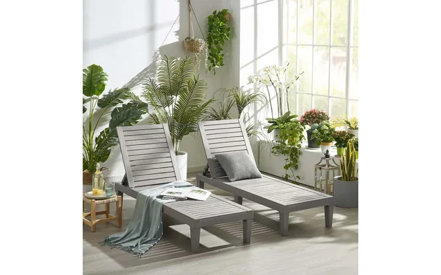 Nestl Waterproof, Lightweight, and Adjustable Outdoor Polyresin Chaise Lounge Chair Set (Set of 2)